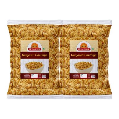 Ghotaram Kutch Mandvi Gujarati Makhania Gathia Famous Gujarati Gathiya Snack Organic Namkeen | SPECIAL BESAN GATHIYA AJWAIN BESAN STICKS | GUJARATI FARSAN Healthy Indian Snacks-420g*2Pack
