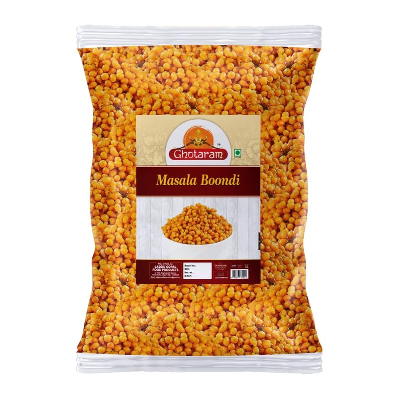 Ghotaram Masala Boondi | Raita Boondi Snacks | Masala Boondi Spicy & Crunchy Snacks | Rajasthani Masala Boondi | Charkhi Boondi | Fresh Masala Bundi yogurt/Curd Buttermilk bundi-900g*1Pack