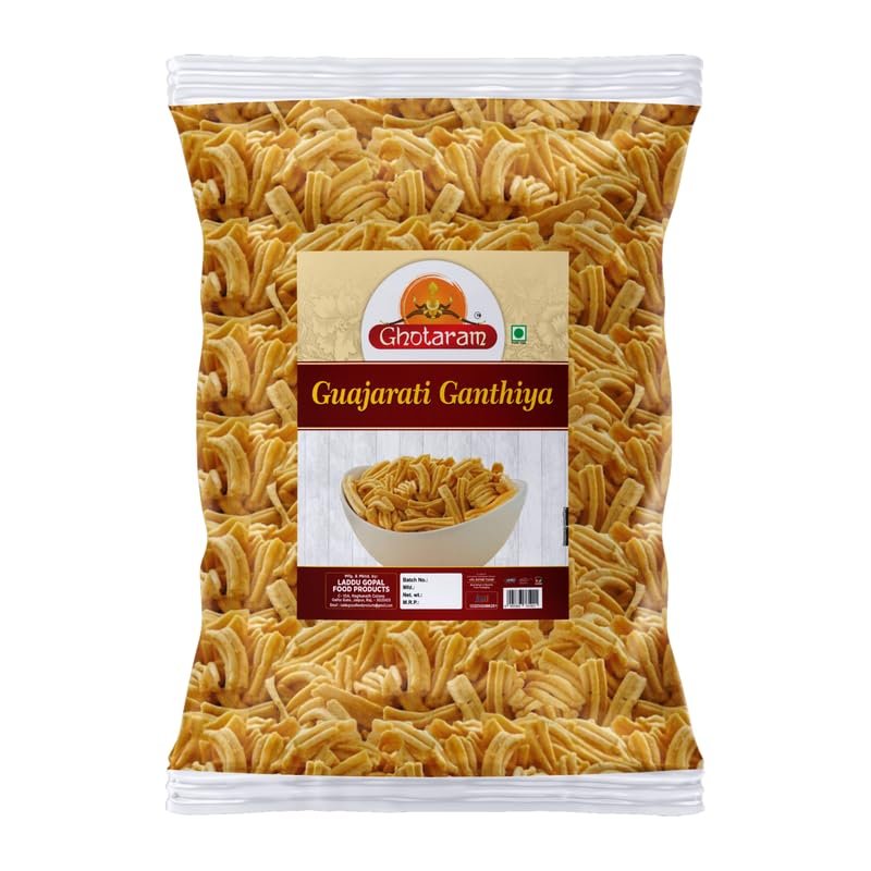 Ghotaram Kathiawari Jamnagari Makhaniya Gathia Famous Gujarati FARSAN Namkeen Snacks||Mixed Farsan of Gathiya||Soft Besan Namkeen for Foodies BESAN AJWAIN Makhaniya Gathiya-850g*1Pack