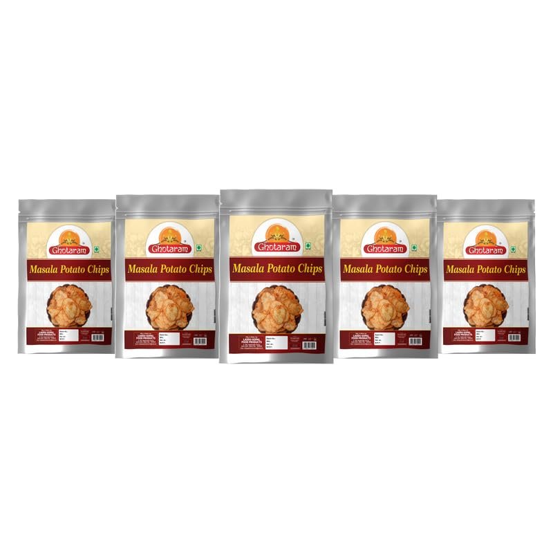 Ghotaram Uralaikilangu Aloo Batata Alu PATTA Wafer/Patta Chips/Red Chilli Aloo Chips Low Fat Masala PATTA Wafer||Tasty Yummy Snack Healthy Snack||Favorite Teatime Savoury Snack-850g*5Pack