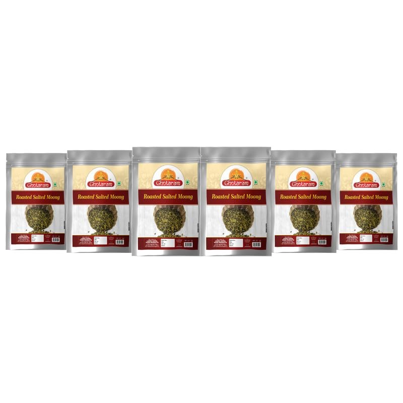 Ghotaram Marwari Roasted Green Moong Namkeen Snack | Roasted Healthy Mung Bean Namkeen Snack/Rich in Protein/Ready to Eat Party Savoury Snack Healthy Diet Namkeen Snack-1Kg*6Pack