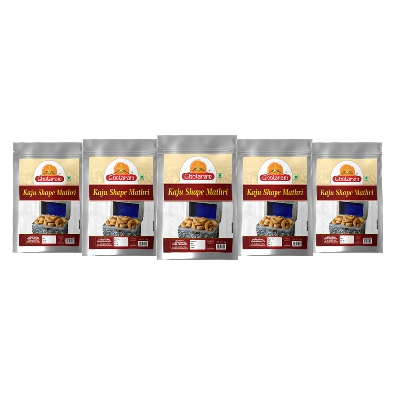 Ghotaram Kaju Namak para Namkeen Nimki Snacks Mathri Snacks Evening Tea Time Snack Ready to Eat Indian Snacks Namkeen Snacks | Made By Refined Flour and Deep Fried In Groundnut oil-1Kg*5Pack