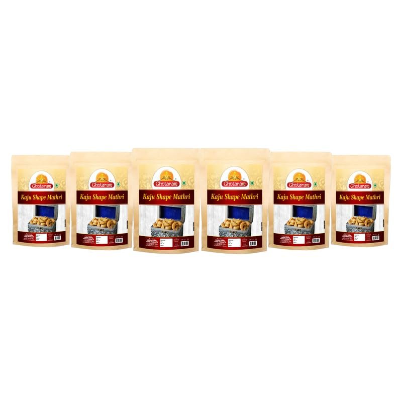 Ghotaram Bachcho Ka Favourite Tasty Yummy Healthy Snack All purpose flour Kaju Mathri Matthi | Made In Groundnut oil Crispy Ready to Eat Matthi Mathi Mattri Namkin Namkeen Snack-900g*6Pack