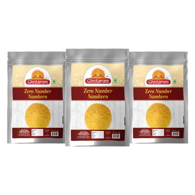 Ghotaram Jamnagar Nylon Sev Namkeen Barik Sev Zero Number Sev Namkin | Aloo Chaat Aloo Tikki Bhelpuri Dahi Vada Golgappa Panipuri Papri Chaat Sev Puri Samosa Chaat Sev Namkeen-250 * 3Pack