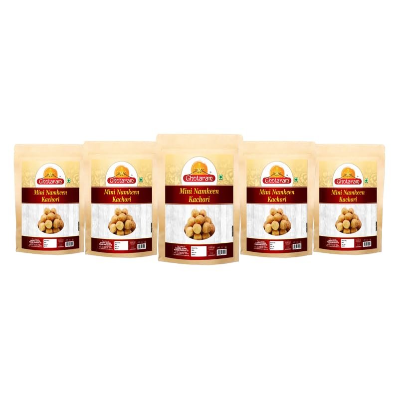 Ghotaram Dry Jamnagar Mini Kachori Spicy and Crispy Gol Kachaudee||Foodie Favourite||Tasty and Authentic Dry Mini Kachauri Nashta||Filled with daal and spices Fry in Earthnuts oil-850g*5Pack
