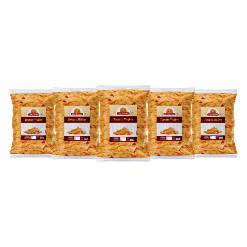 Ghotaram Jammu Kufri Wafers Original Style Chilli Sprinkled, Potato Chips Wafers Chips Fried Potato Chips Wafers Indian Snacks Namkeen | Crispy Light Healthy Party Savoury Snack-1Kg*5Pack