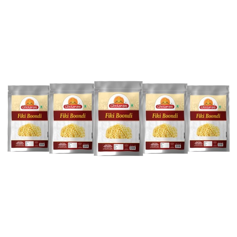 Ghotaram Nagpur Khari Boondhi Boondi for Raita Plain Boondi Fiki Boondi Sada Boondi Murmure | Bundi Chach Buttermilk Curd Dahi Raita Boondi Snacks | Healthy and Hygenic Bundi-1Kg*5Pack