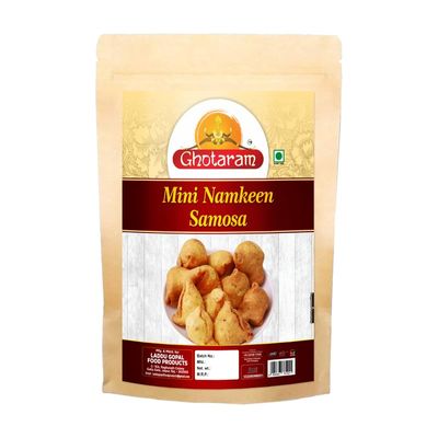 Ghotaram Ready to Eat Snack Mini Samosa Indian Namkeen Nashta | Dal Samosa Baked Roasted Moong Mung Dal Samosa Triangle | Mini Samosa for Evening Tea Time Snack Fry in Peanut oil-350g*1Pack