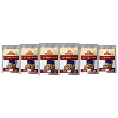 Ghotaram Gulabi Nagari Homemade Snack | Ajwain Black Paper Flavour Kaju Shape Mathari | Crispy Khasta Kaju Shape Matthi | Healthy and Hygienic Snacks | Delightful Ready to Eat Mathari-1Kg*6Pack