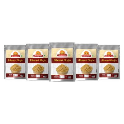 Ghotaram Organic Bikaneri Bhujia Low Fat bikaneri bhujia sev Namkeen with Dew beans,gram flour and indian Spices||All time favourite indian snacks/Namkeen||Ready to eat Namken-900g*5Pack