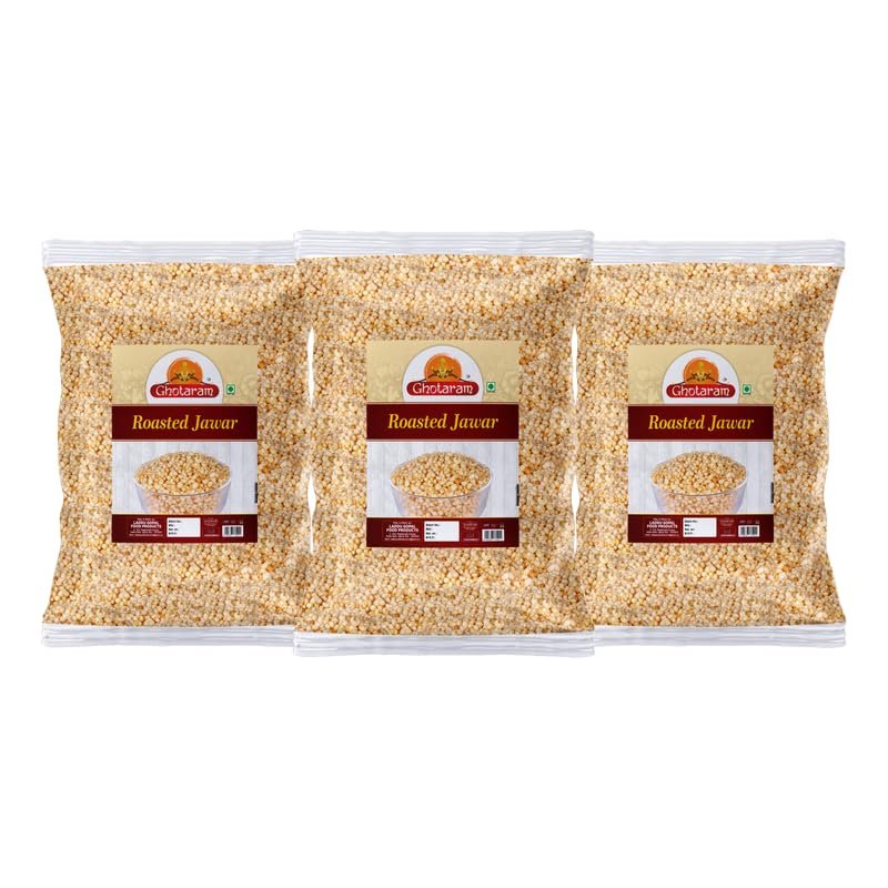 Ghotaram Jowar Puffs Tasty Crunchy Puffs | Protein Puffs | Gluten Free, Low Fat Jowar | Healthy Roasted Snacks Eat Smart | Roasted Jowar Mix - Salted Puffs Bachcho Ka Favourite-280g*3Pack