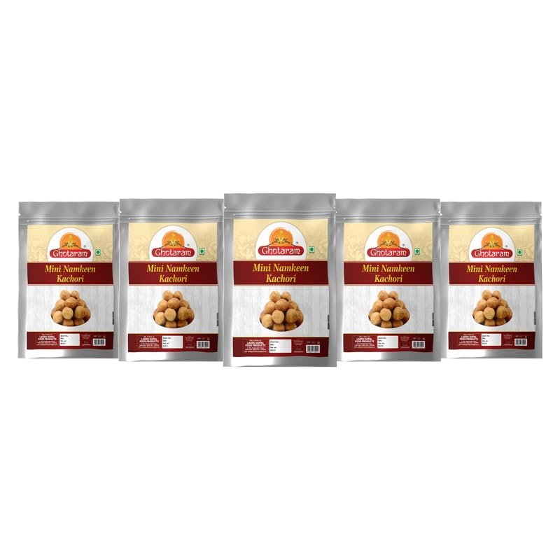 Ghotaram Indore Special Mini Kachaudee/Ready To Eat Namkeen Snack | Small Kachori Box | Yummy Masala Kachauri Namkeen - Tea Snacks - Indian Snacks||Fry in Earthnuts oil-850g*5Pack
