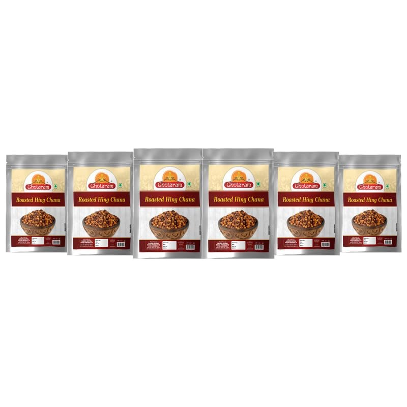 Ghotaram Vindhyapradesh Chana Roasted Salted Masala Hing Jeera Chana//Chatpata Masala Roasted Bhuna Hing Jeera Flavoured Namkeen Chana Oil-free ready to eat Hing Chana Low GI Snack-900g*6Pack