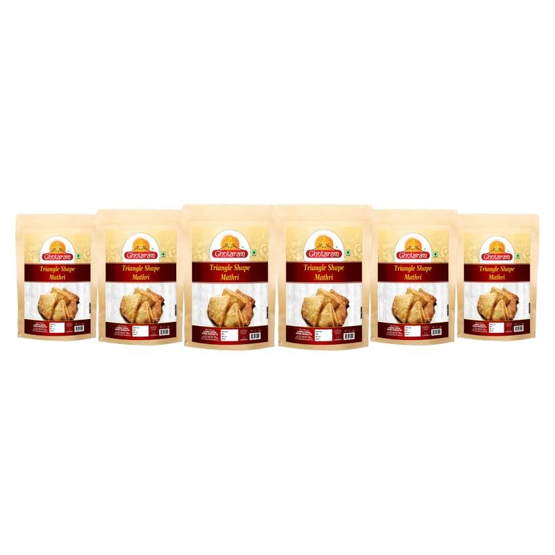 Ghotaram Triangle Shaped Mathri Tricone Matri Crispy Triangle shaped tasty Marthis | Evening Chai Partner | Seasonal Crunch | Traditional Hand made Khasta Matthi Dahi Papri-1Kg*6Pack