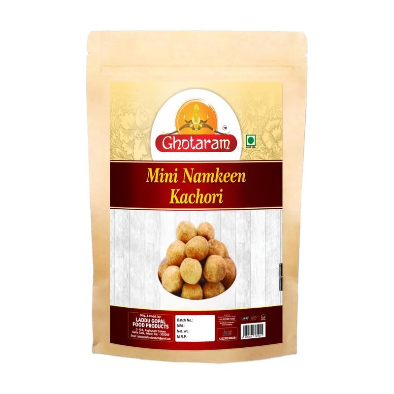 Ghotaram Dry Jamnagar Mini Kachori Spicy and Crispy Gol Kachaudee||Foodie Favourite||Tasty and Authentic Dry Mini Kachauri Nashta||Filled with daal and spices Fry in Earthnuts oil-850g*1Pack