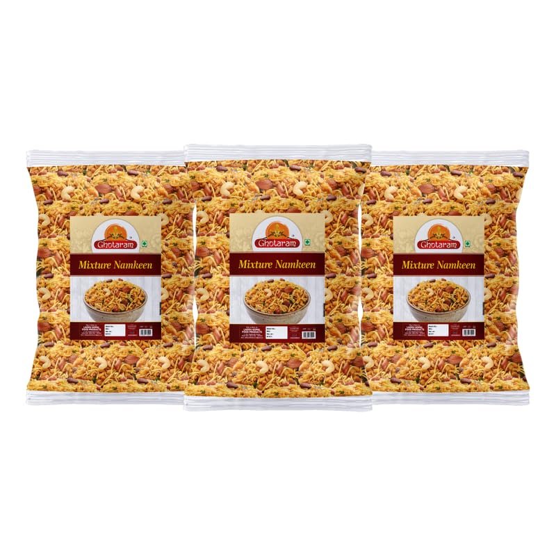 Ghotaram Namkeen - Bombay Mixture Cornflake Aloo Bhujia Bhujiya Dry Fruit Chivda Mixture Mix Namkeen | All Time Favourite Tasty Yummy Healthy Snack Festive Season Ready to eat Snack-900g*3Pack