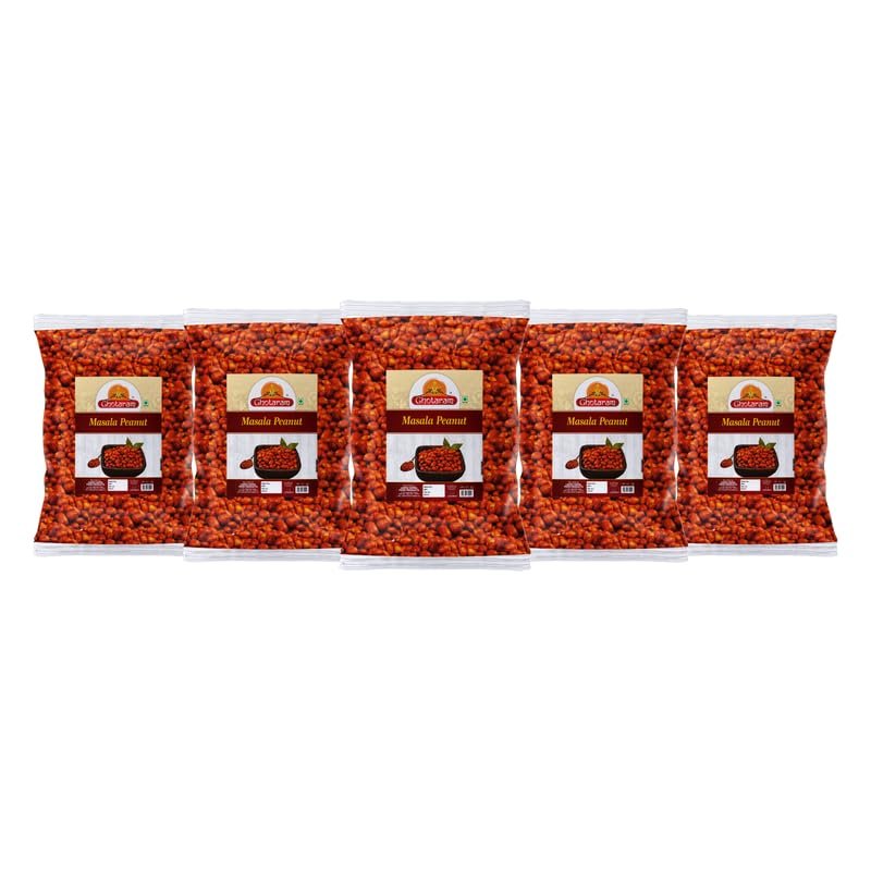 Ghotaram Namkeen Masala Peanuts/Earthnuts Party Time Snack | Made In Groundnut oil | Crispy Munchy Ready to Eat Healthy Snack | Masala Ground Nuts Namkeen Snack Festive Namkeen-850g*5Pack