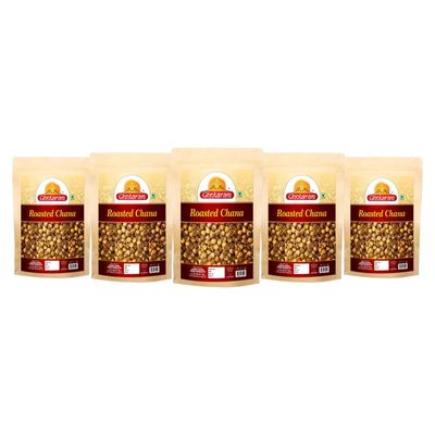 Ghotaram Authentic Roasted Plain Un Salted Chana Bhuna Bengal Gram Chickpeas | Indian Vegan and Healthy Snack Food Enjoy with Chai, Green Tea, Coffee High Protein Food Snack-900g*5Pack