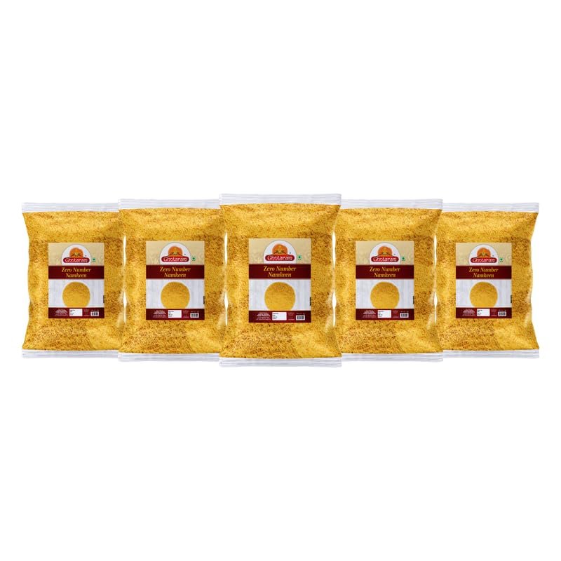 Ghotaram Namkeen Zero Namkeen (Chat Papdi) Sev - Indore Special, Crispy and Non Spicy (Nylon Sev) - Zero Number Sev Fiki SEV Barik Sev Dahi Chaat Pani Puri Sev Papdi sprinkler sev-900g*5Pack
