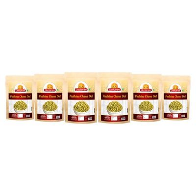 Ghotaram Diet Roasted Nimbu Pudina Chana Dal | Roasted Bengal split gram Namkeen Snack | High Protein, Gluten Free, Vegan snack/Healthy Namkeen/Roasted Savoury Namkeen-1Kg*6Pack