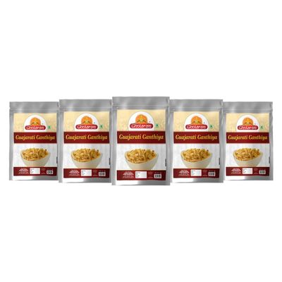 Ghotaram Bhavnagar Classic Makhania Farsan | Makhania Gathiya Gathia Farsaan Namkeen Snack | Healthy Namken farshan namkeen Savoury Snack Chai Coffee Tea Party Namkin Snack-1Kg*5Pack