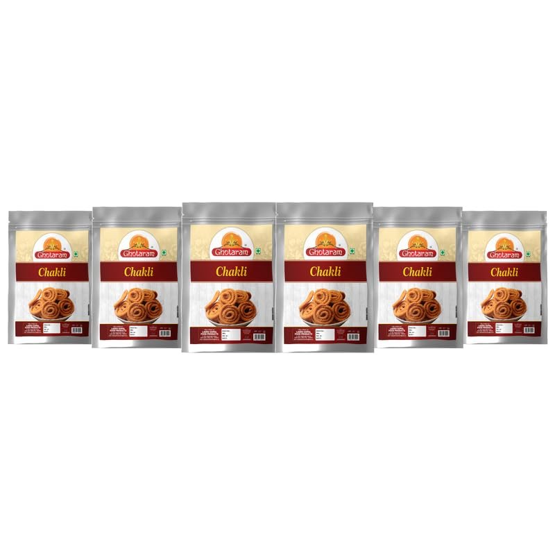 Ghotaram Nagpur Murukku Chakli Chakoli Murukku Snack, Butter Chakli Chakoli Indian Snacks Namkeen | Ready to Eat snacks - Tea Time Chakli | Chakli Diwali Rakhi Snack and Namkeen-1Kg*6Pack