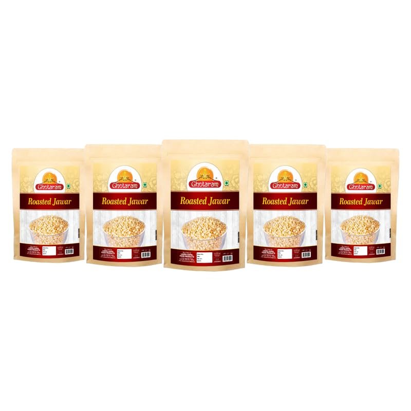 Ghotaram Nanded Roasted Jowar KURMURA MURMURA | Jowar JAWAR Puff for Healthy Breakfast Tea Time Oil Free Namkeen Snack | Travel Friendly Favourite Snacks Suitable for Vegetarians-850g*5Pack
