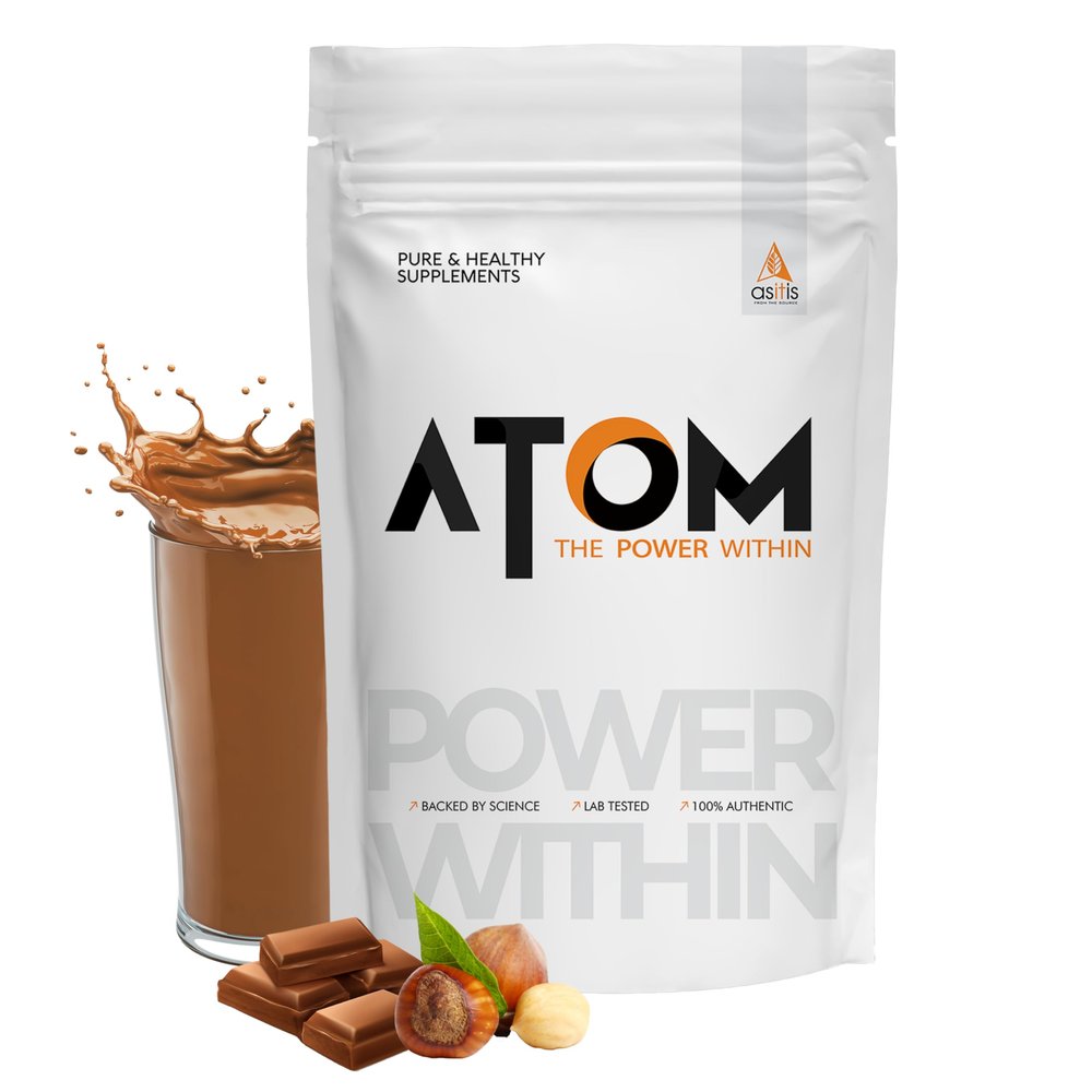AS-IT-IS ATOM Whey Protein Isolate 1kg | 29g protein, 6.1g BCAA & 12.9g EAA | Ultra Pure-Fast Acting Protein | Choco Hazel Fusion Flavor