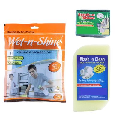 Cleaning Pack - Kitchen Wipes; 5PCS, Scrub PAD;3PCS and Sponge Foam; 1PC