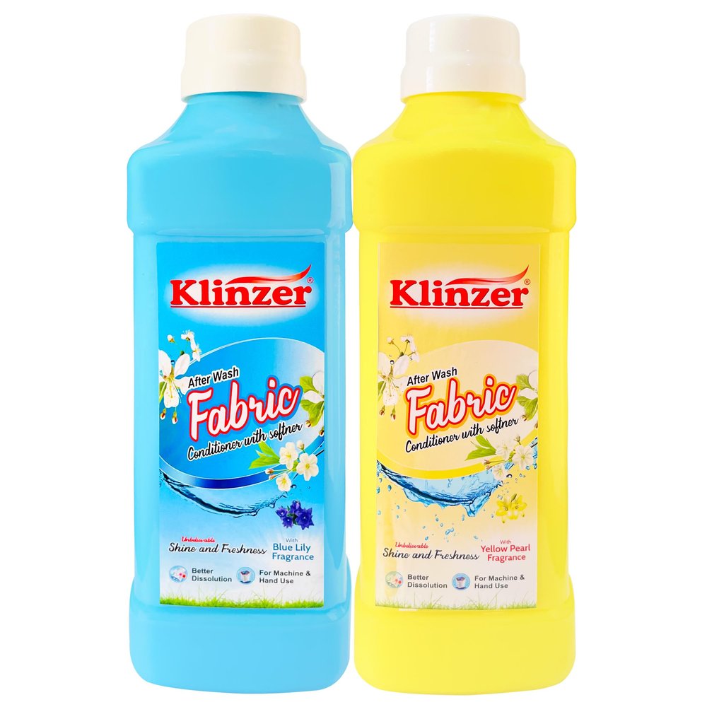 Klinzer Fabric Softener Laundry Liquid - Yellow Pearl & Blue Lily - 1L (2-Pack) - Gentle, Long-lasting Freshness - Ideal for Delicates, Baby Clothes - For Top & Front Load Machines