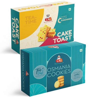Lal Sweets Combo Pack Of Cake Toast 300g & Osmania Biscuit 400g || Cookies || Delicious Crunchy || Cake Rusk