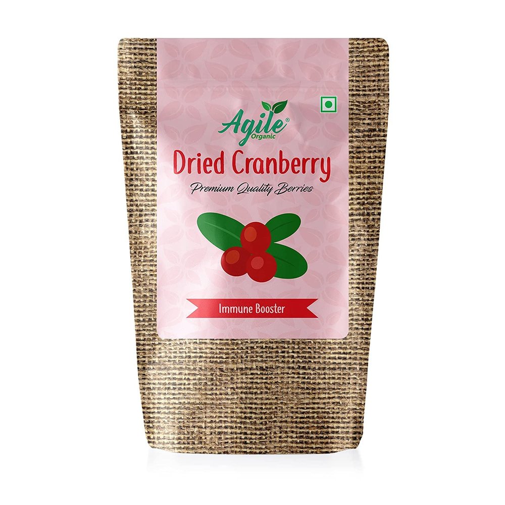 Agile Organic Whole Cranberries 200g - Zero Added Sugar, Unsulphured [ Imported From Canada ] Dried Cranberry 200 grams