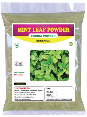 3V PRODUCTS Natural Mint Leaf Powder - Pack of 2x50g - Pudina | for Food | Tea & juice