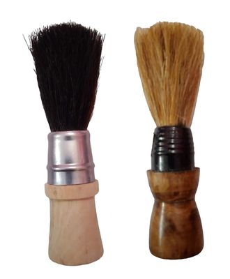 PasCom Wood Shaving Brush with Ultra Soft & Absorbent Bristles & Long Handle for Men, Beige and Dark Brown, Combo of 2