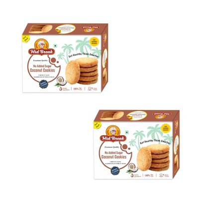 Mid Break Premium Coconut Biscuits - 300gm (Pack Of 2) | High Fiber, Gut-Friendly, Low Glycemic Index Cookies With No Added Sugar | Tasty Biscuits For Healthy Tea Time Snacking