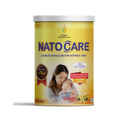 British Life Sciences Natocare Lactation Supplement | Breastfeeding Supplement | Shatavari, Silymarin & Fenugreek Extracts | Healthy Breast Milk Supply | Calcium & Vitamin D | Vanilla Flavor | 200g