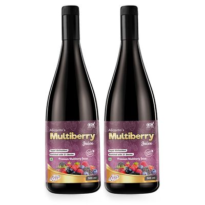 ALICANTO DRUGS Alicanto's Multiberry juice With 21 Different Berries & 7 Herbs - Immunity Booster | 100% Natural Herbal Juice | Sugar Free | Pack of (2)