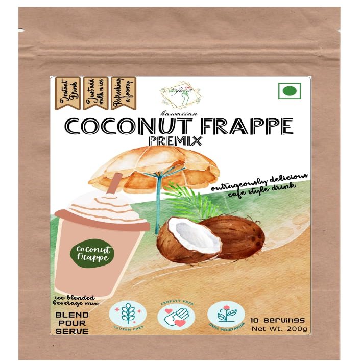 Alla's Posh Flavors Frappe Mix | Instant Drink | Just Add Milk & Ice | Caf Style Frappuccino at Home in 2 minutes (Coconut)