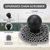 Cast Iron Scrubber with Pan Scraper, 316 Chainmail Scrubber, Upgraded Chain Mail Scrubber Sponge, Cast Iron Cleaner for Grill Pan Skillet Wok Carbon Steel, Dutch Oven Metal Brush Cleaning Kit, Black view 4