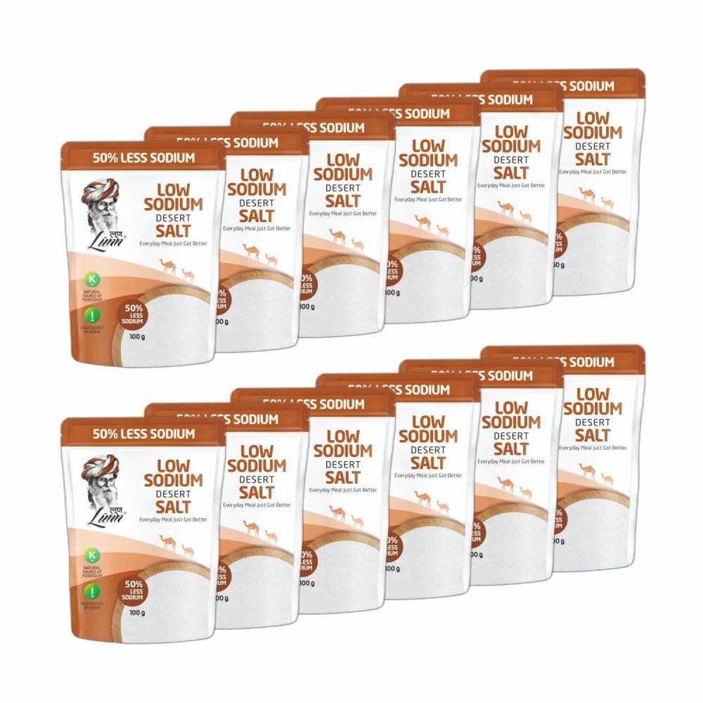 Lunn 50% Low Sodium Thar Desert Salt 100 gm Pouch Each Pack Of 12