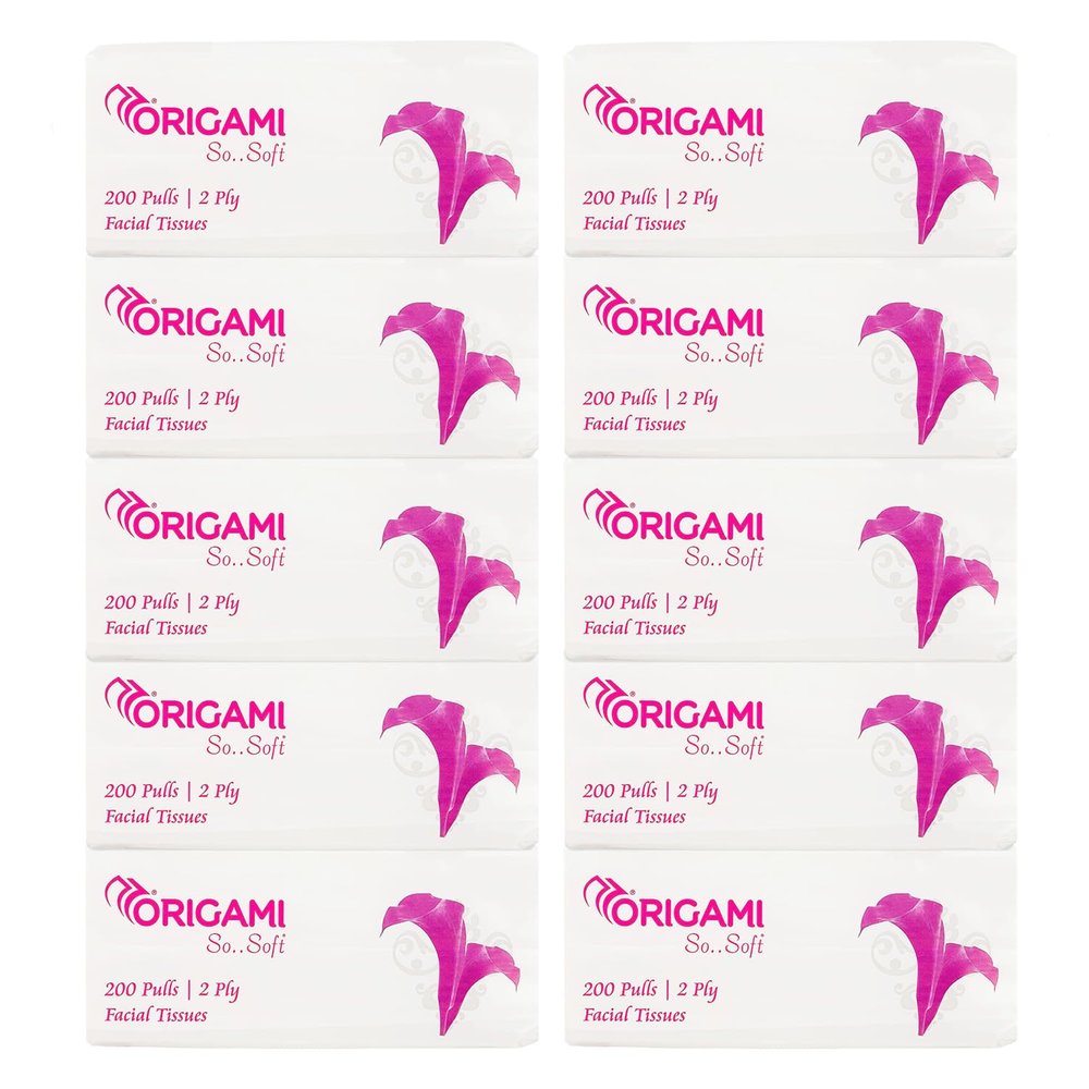 Box Facial Tissues Pack of 10, 200 Pulls, 2 Ply - Soft Pack | Home & Commercial Use