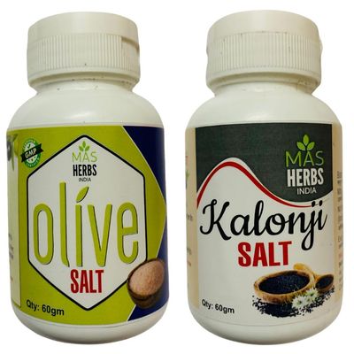 MAS HERBS COMBO OFFER OF JAITUN NAMAK(OLIVE SALT) AND KALONJI NAMAK(KALONJI SALT) 100% AYURVEDIC HERBAL REMEDY FOR DAILY USE