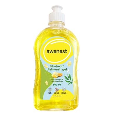 awenest No-Toxin Plant Based Dishwash liquid Concentrate | Orange and Lemon | No Toxins | Baby and Pet friendly Natural Organic Herbal Gel