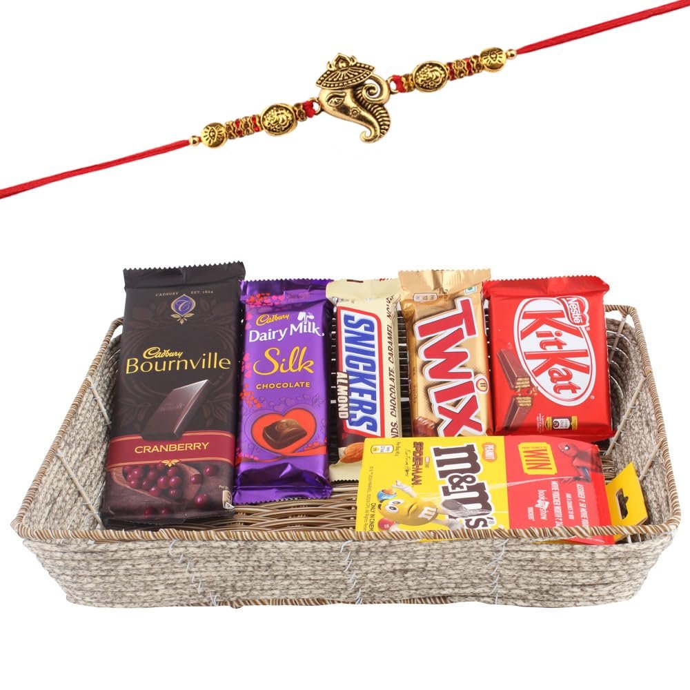 SFU E Com Bournville Cranberry With Creamy Chocolates | Rakhi Chocolate for Brother | Ganesh ji Rakhi With Chocolates | Roli, Chawal, Chandan, Misri | 432