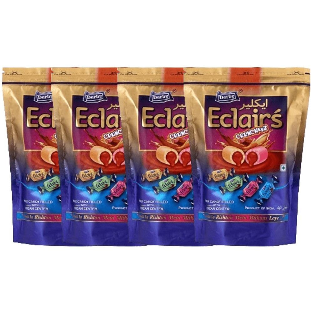 Derby Combo Pack Of 4 Standy Pouch. | Swad Jo Rishton Me Mithas Laye. (Derby Assorted Eclair Pack Of 4)