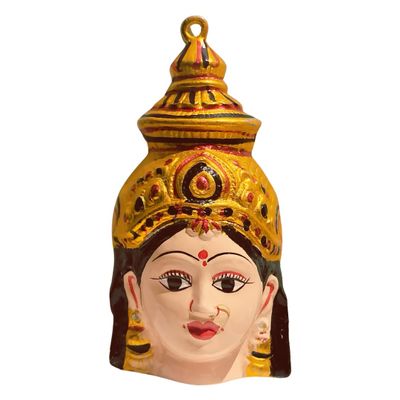 SRI YAGNAA - 8 Inches Skin Colour Lakshmi Face - Varalakshmi Face for Pooja - Skin Varalaxmi Amman Face (F-3)