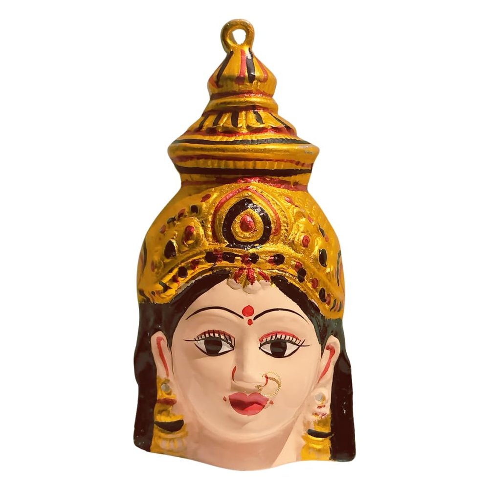 SRI YAGNAA - 8 Inches Skin Colour Lakshmi Face - Varalakshmi Face for Pooja - Skin Varalaxmi Amman Face (F-3)