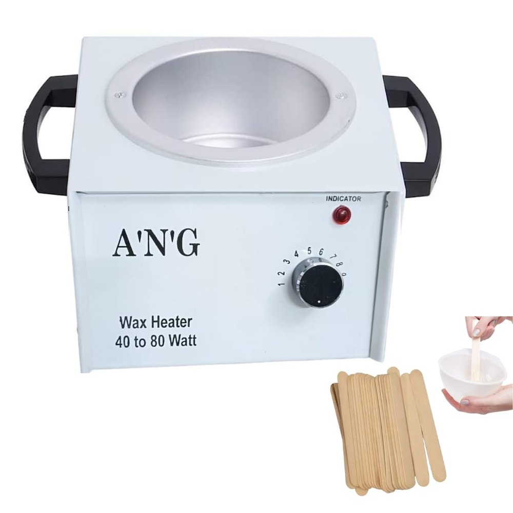 Doberyl A.N.G Warmer Hot Wax Heater Temperature Control Waxing Procedures with Hair Removal Wooden knife (10 Spetulas Free)