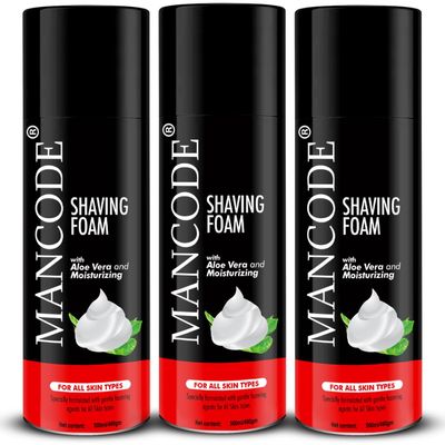 MAN CODE Shaving Foam For Men - 500Ml Shave Foam With Aloe Vera & Moisturizing Minimizes The Risk Of Nicks, Cuts Razor Burn With Gentle Foaming Agents (Pack Of 3)