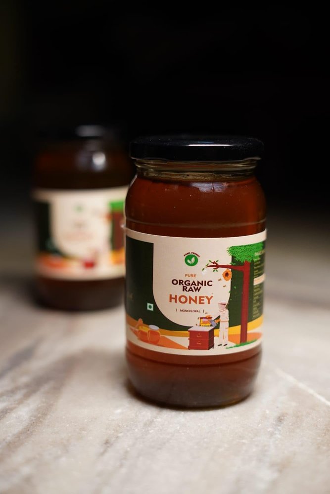 FARM FRENZY Raw Organic Honey, Wild, Unprocessed, Unheated, Non Pasteurized Honey | Pure & Natural- 500gram (Pack of 1)